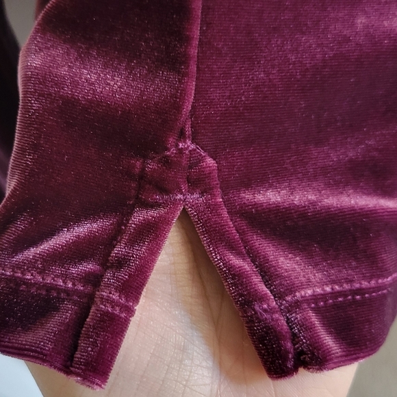 Land's End purple velvet long sleeve drape neck top women's small size 6 - 8 - Picture 13 of 16